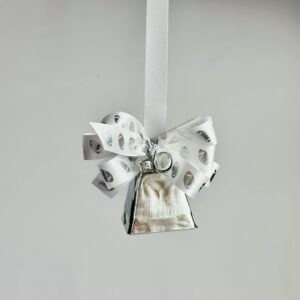 Just a Fancy Cowbell Mum White Silver