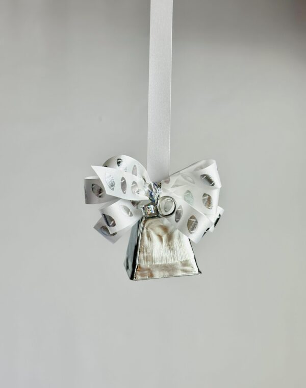 Just a Fancy Cowbell Mum White Silver