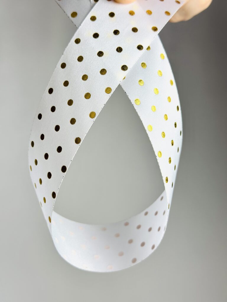 Polka Dot Ribbon - White/Gold (Mum)