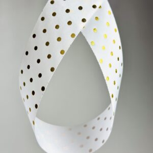 Polka Dot Ribbon - White/Gold (Garter)
