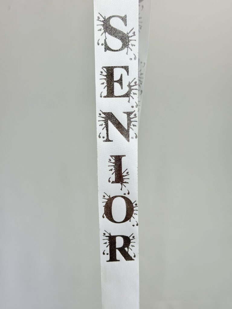 Senior Ribbon - White/Silver (Garter)