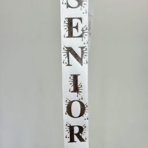 Senior Ribbon - White/Silver (Garter)